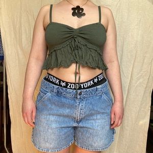 🌲 Forest Green Wilfred flowy Embroided Crop Top 🌲